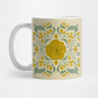 Yellow Boho Symmetrical Floral Mug
